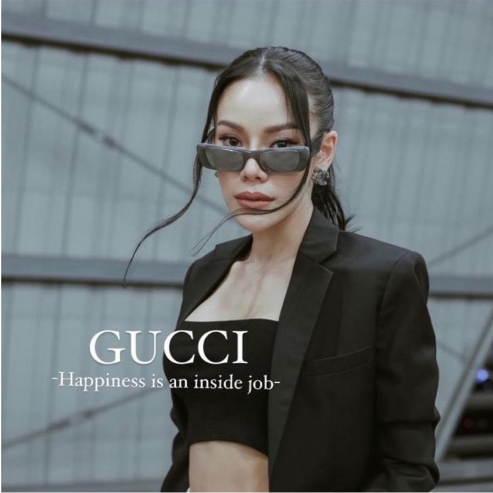 New GUCCI Monochromatic Rectangle Sunglasses w/ Interlocking G Temples - Picture 2 of 14
